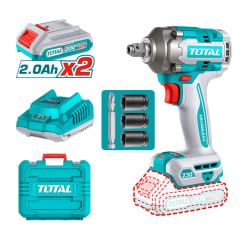 Llave/Destornillador de Impacto 1/2'' 230nm +2 baterias y Cargador 20v Total 0