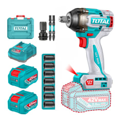 Llave de Impacto 1/2'' 600Nm + 2 Batería y Cargador 42v Total