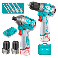 Combo Taladro Atornillador 60nm + Atornillador de Impacto 170nm 16v Total