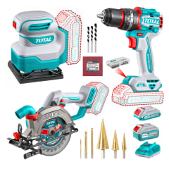 Combo Taladro 66nm + Lijadora + Sierra circular Industrial Total 0