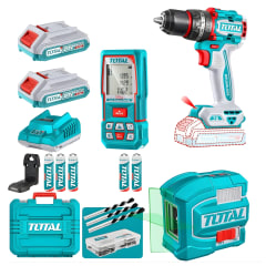 Combo Taladro 76nm + Nivel Laser de 2 Lineas + Medidor de Distancia Laser 70m Total