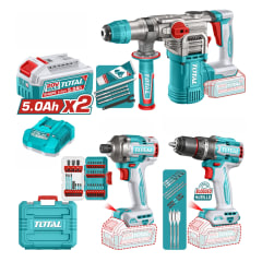 Combo 3 en 1 Taladro 96nm + Destornillador de Impacto 285nm + Rotomartillo 4.5j 20v Total