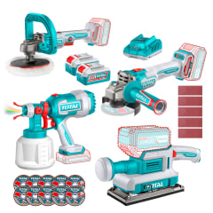 Combo 4 en 1 Amoladora 1000w + Pulidora + Pistola de Pintar + Lijadora 20v Total