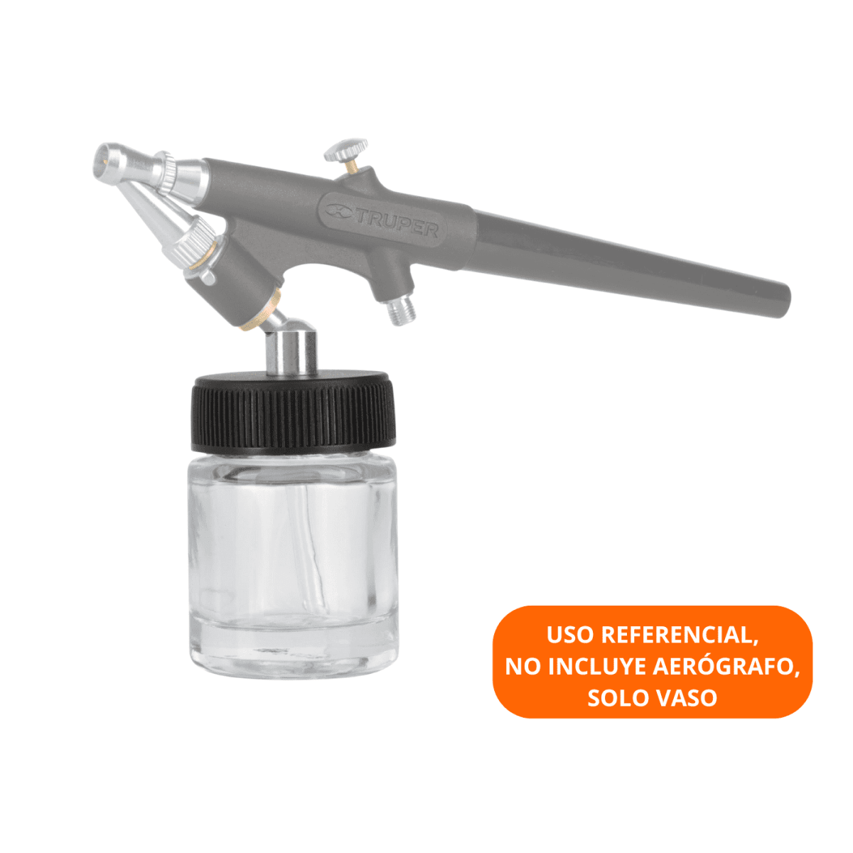 Juego de 2 vasos de 15 ml y adaptador para aerógrafo Truper2