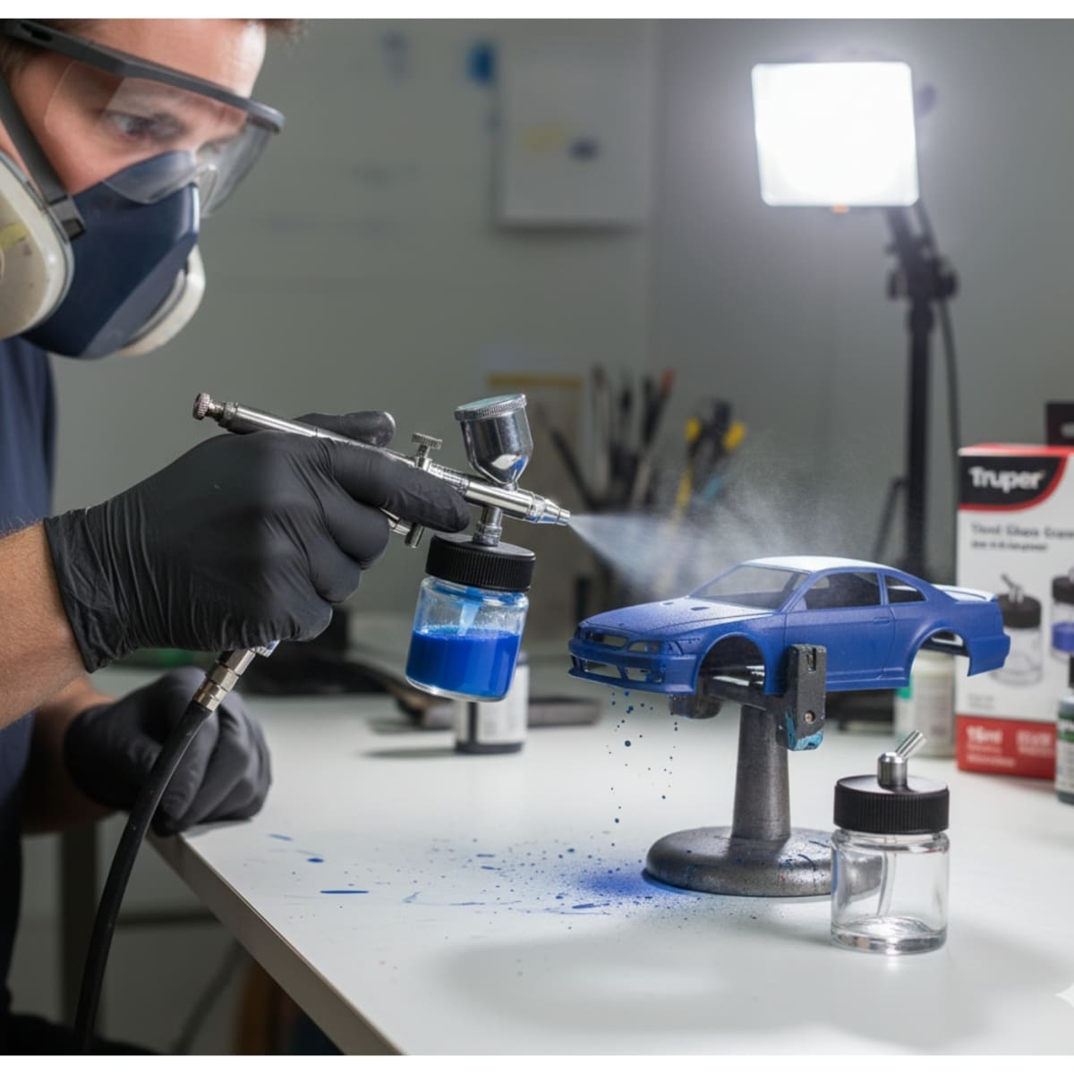 Juego de 2 vasos de 15 ml y adaptador para aerógrafo Truper3