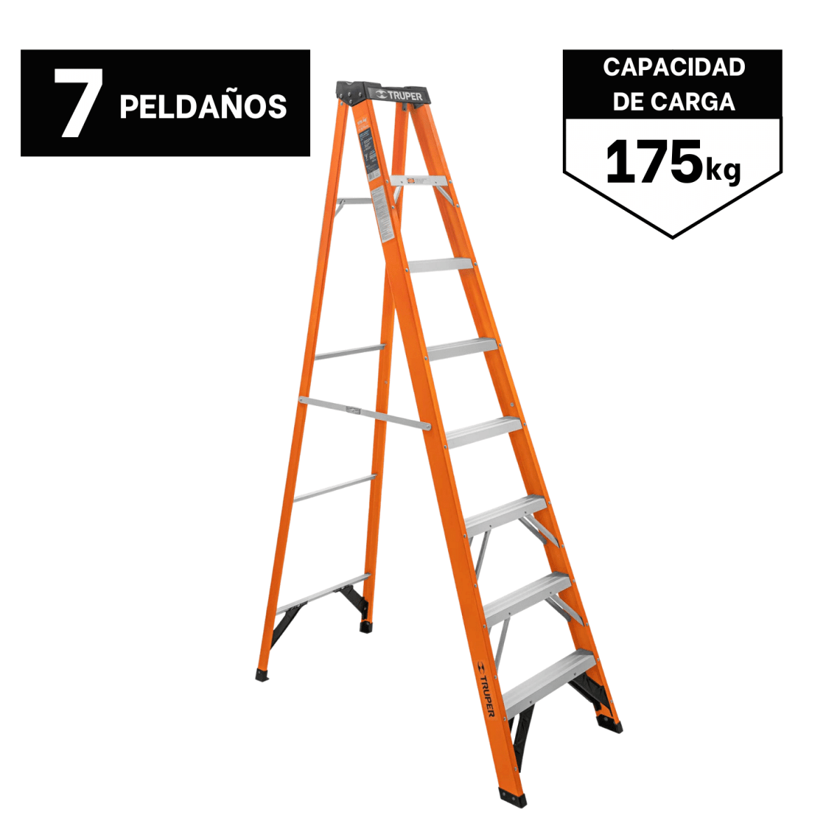 Escalera fibra de vidrio tipo tijera 7 peldaños truper1