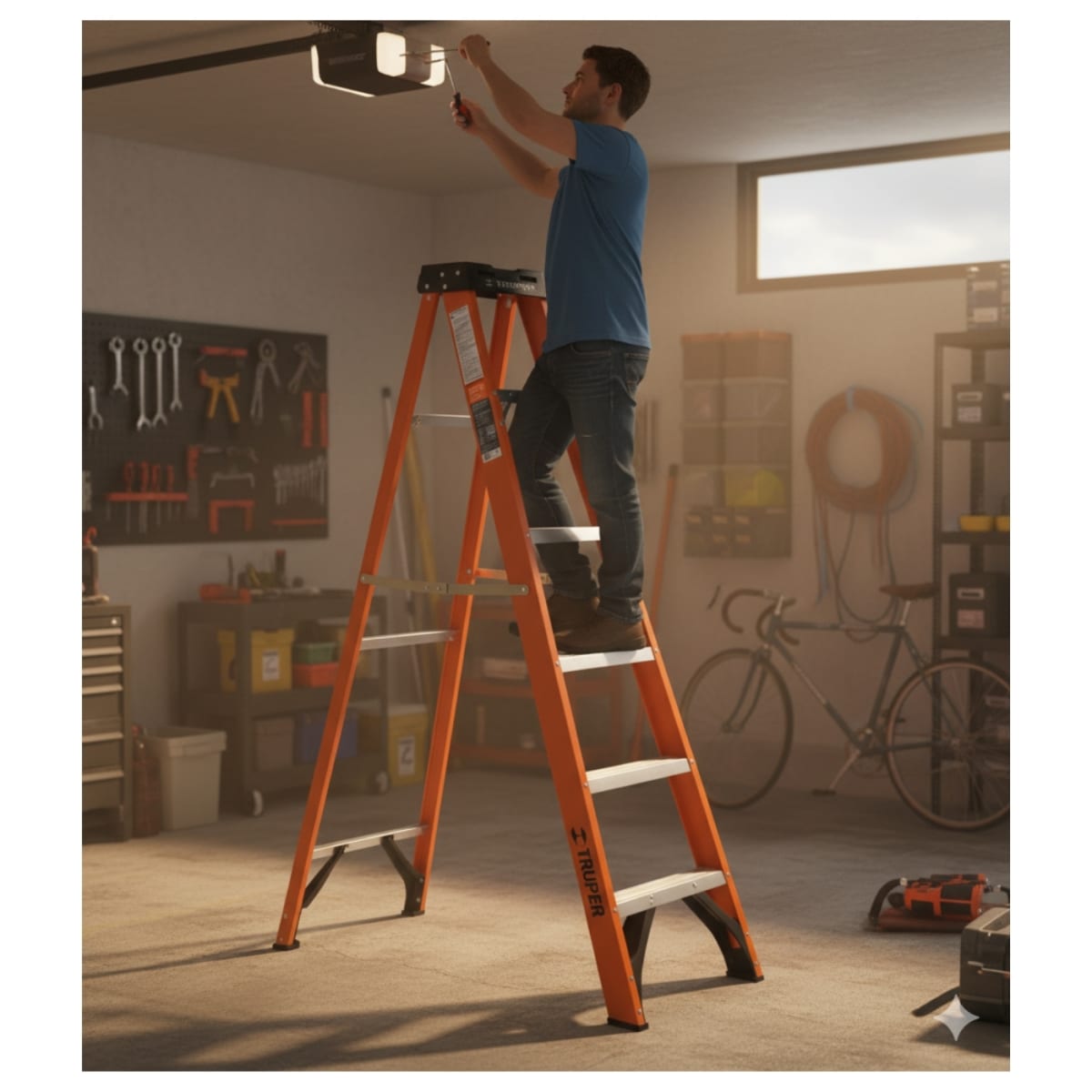 Escalera fibra de vidrio tipo tijera 5 peldaños truper7