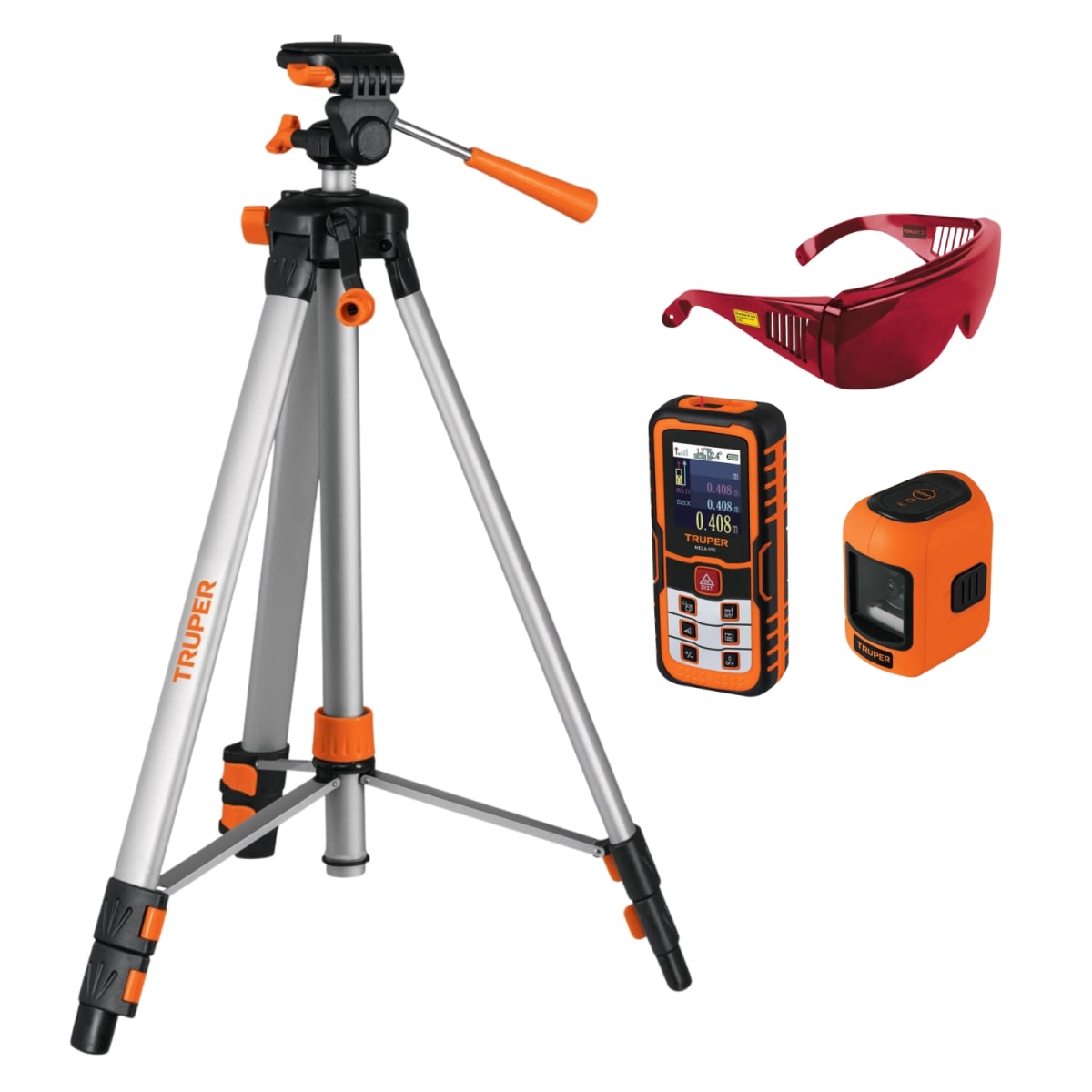 Nivel laser10m + Medidor Laser100m + Tripode + Lentes Truper1