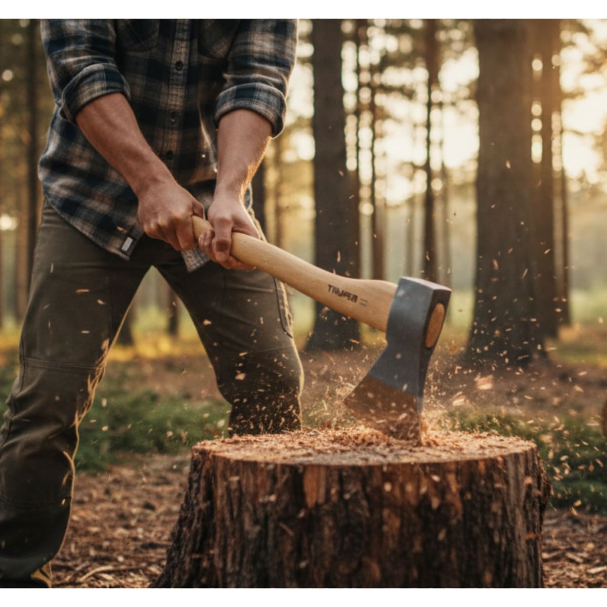 Hacha europea mango de madera 15 1/2