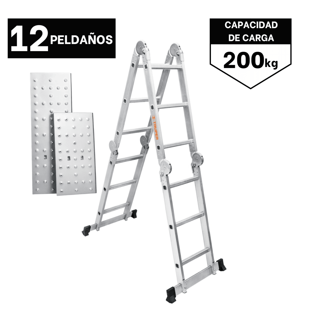 Escalera multiposición 12 peldaños soporta 200Kg Truper1