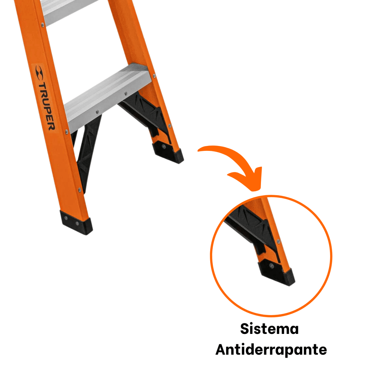 Escalera fibra de vidrio tipo tijera 5 peldaños truper5