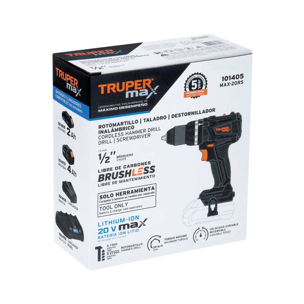 Taladro Percutor 20V (Solo cuerpo) Truper Max4