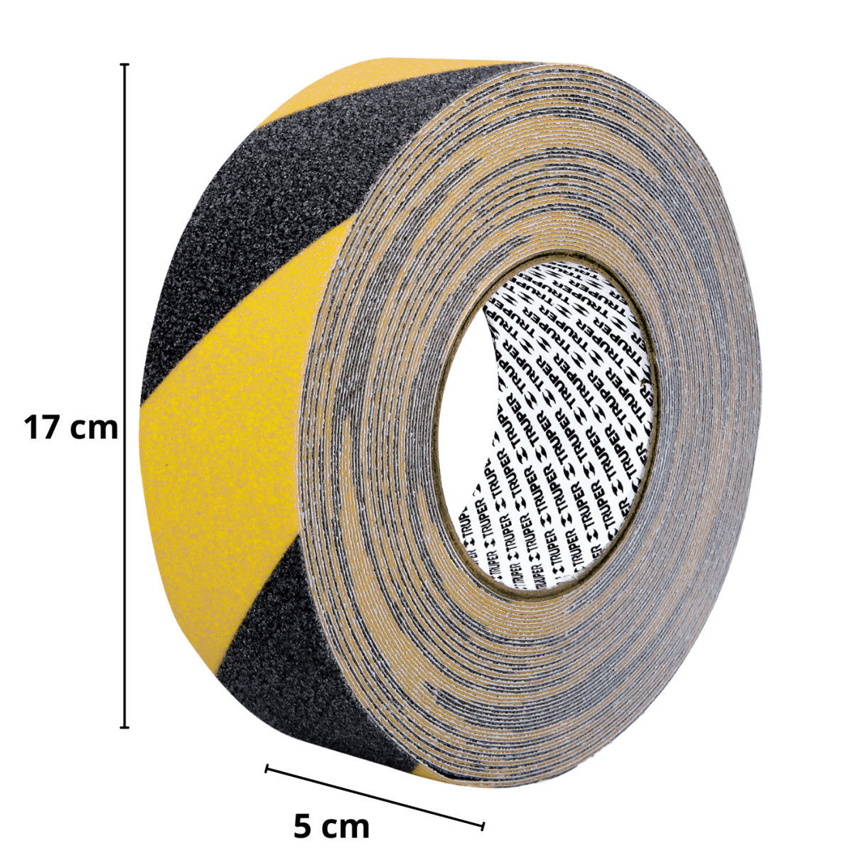 Rollo de 18 m de cinta antideslizante amarillo/negra 50 mm Truper5