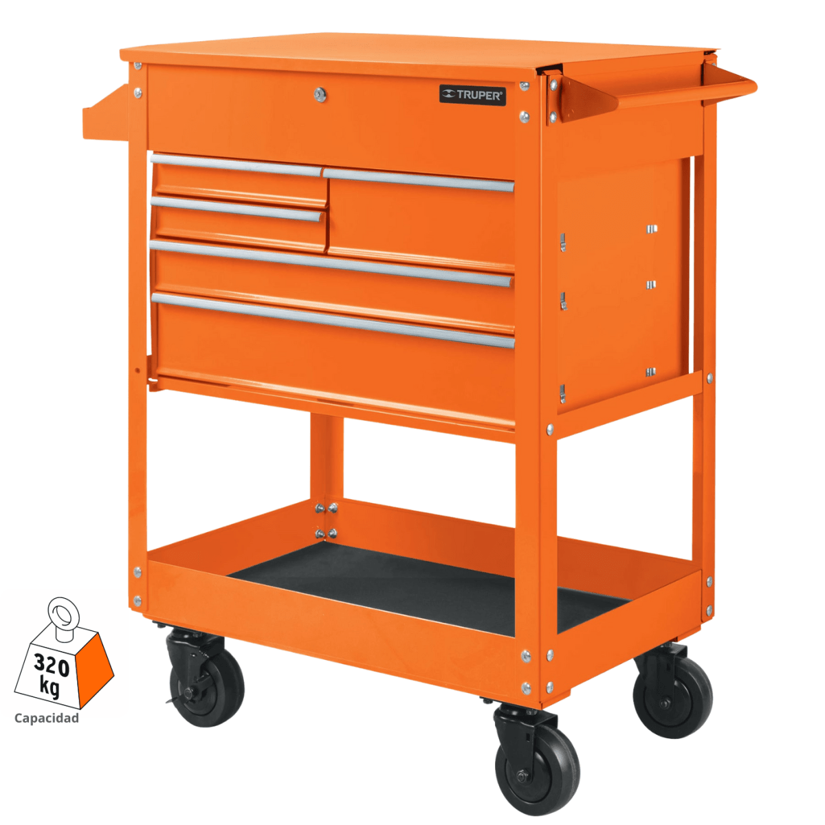 Gabinete metálico móvil 5 cajones capacidad 320 kg Truper1