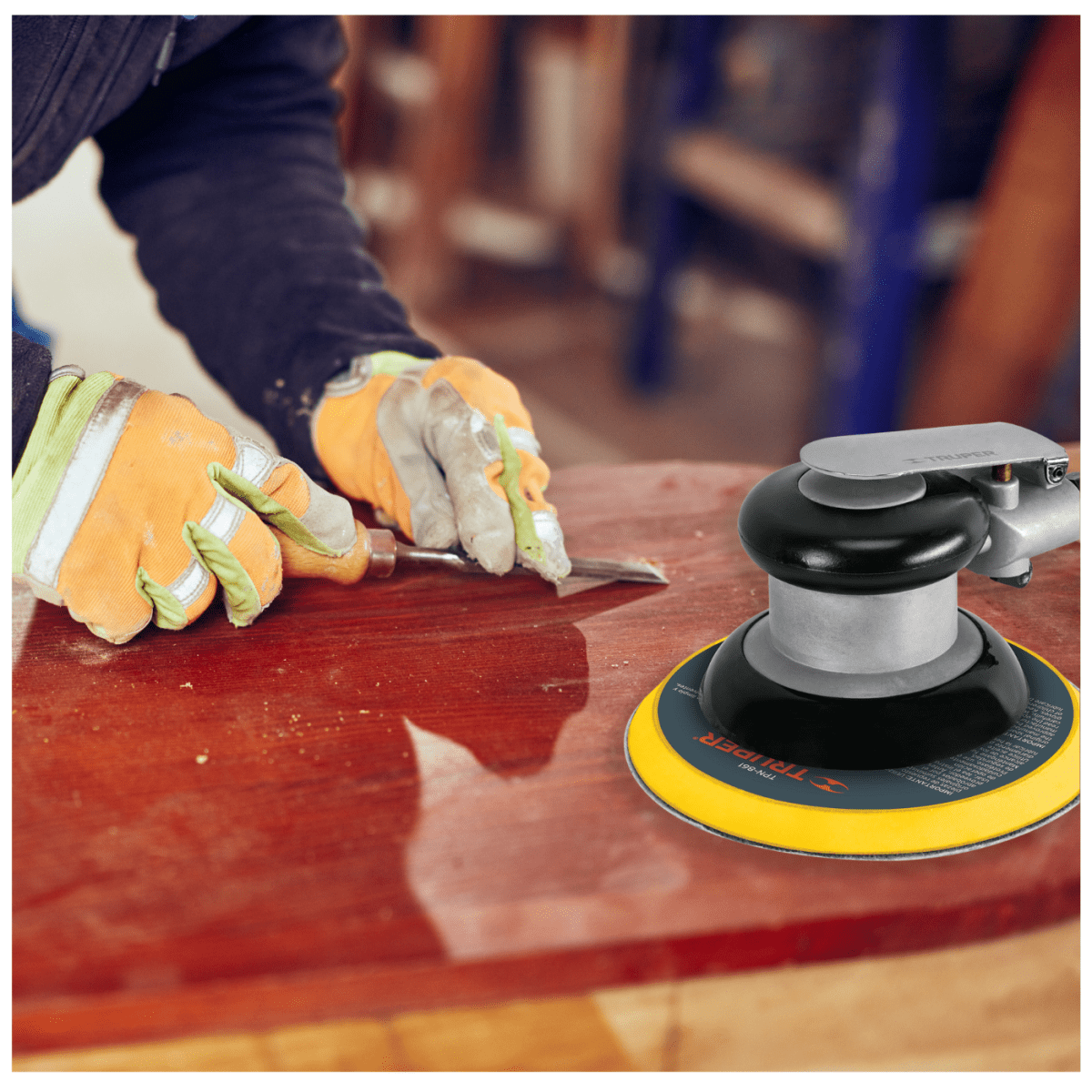 Lijadora orbital neumática industrial 6