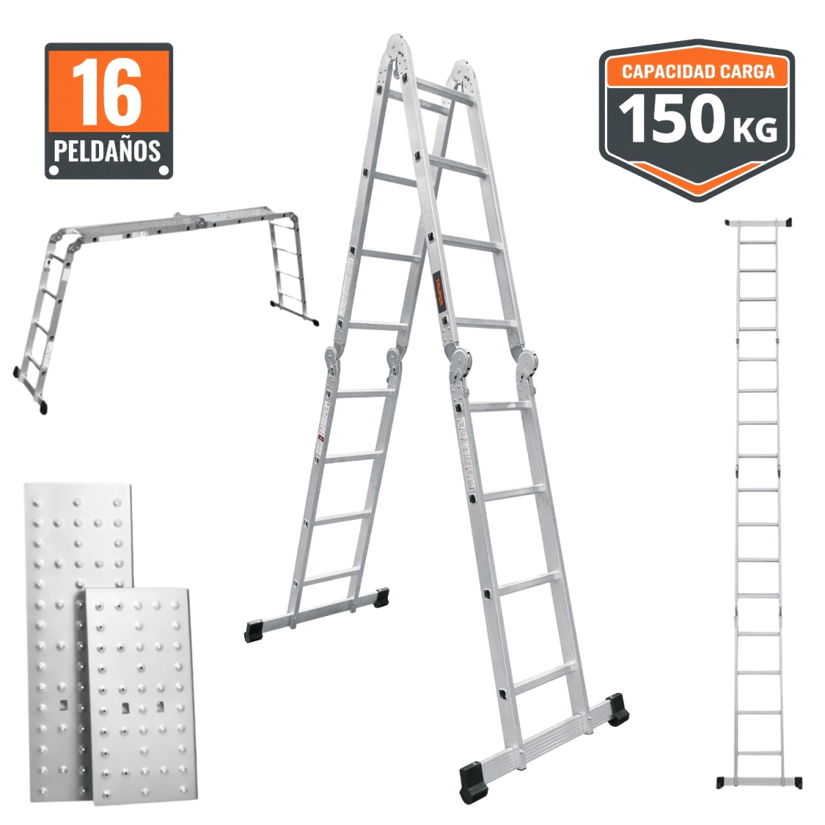 Escalera multiposición 16 peldaños Truper1