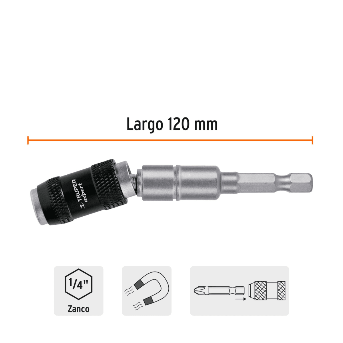 Adaptador articulado de 120 mm magnético para puntas, Expert Truper3