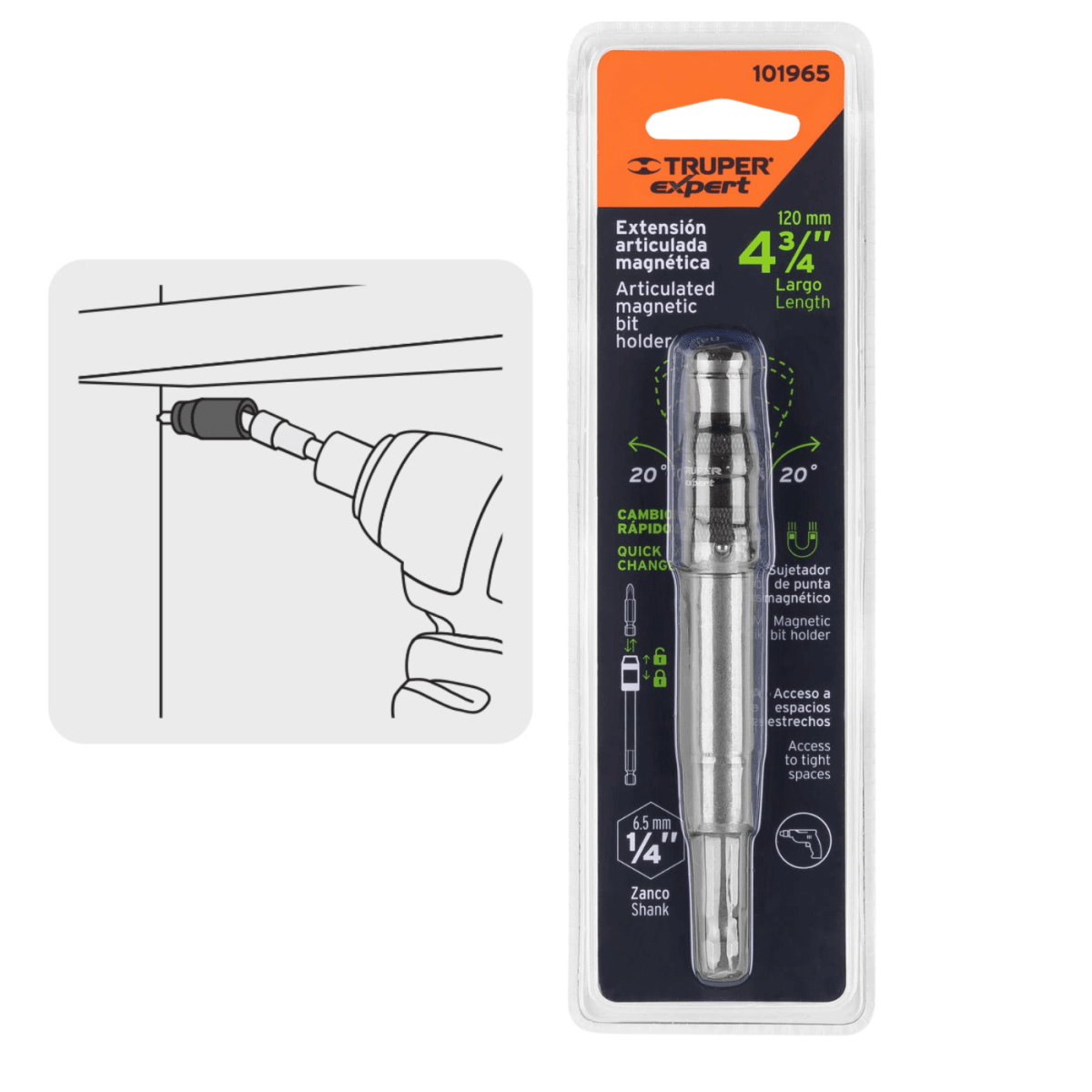 Adaptador articulado de 120 mm magnético para puntas, Expert Truper4