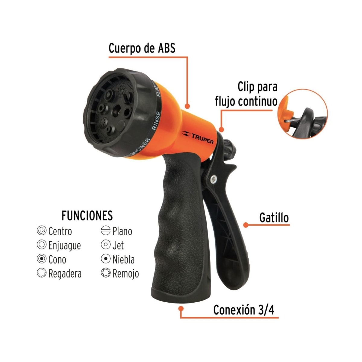 Hidrolavadora 1500 psi + manguera 10m + pistola Truper8