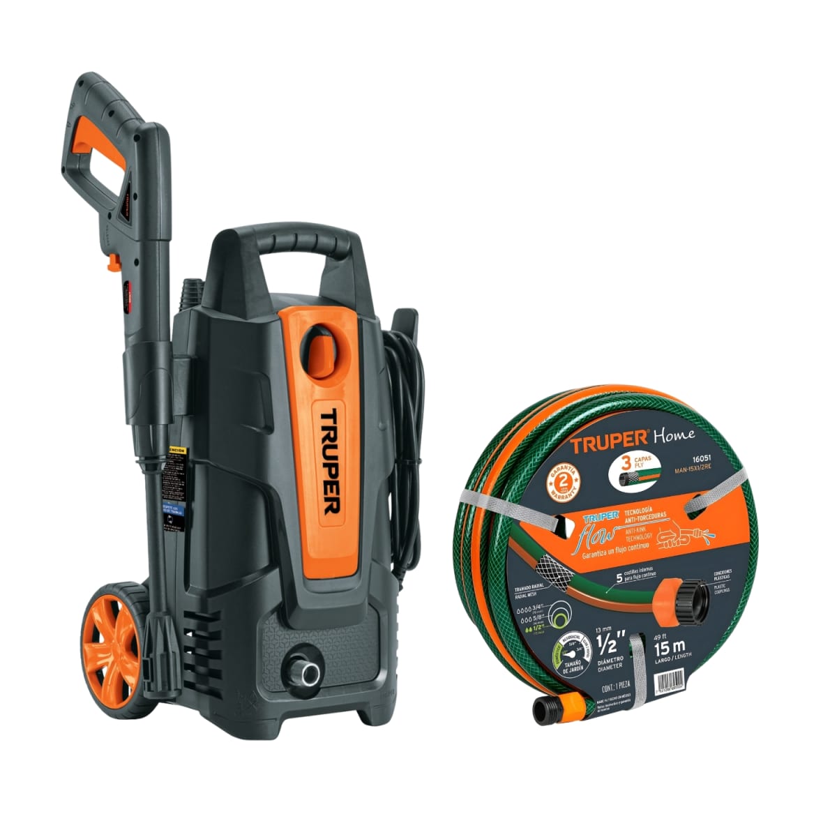 Hidrolavadora 1400W 1500 PSI + Manguera 15 metros Truper1