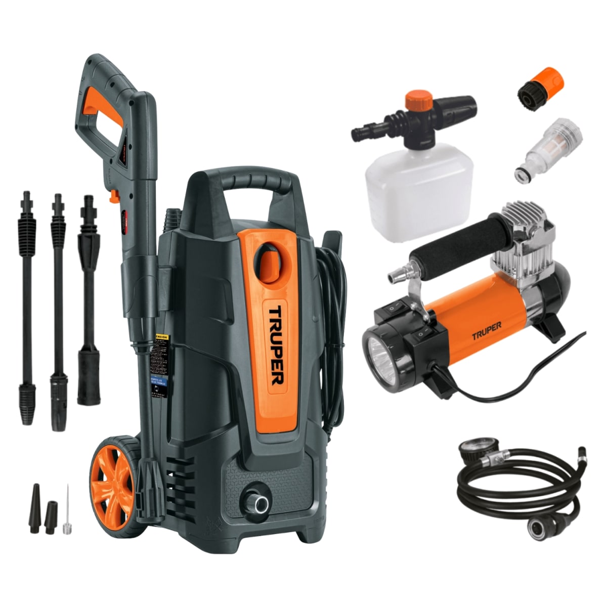 Combo Hidrolavadora 1500PSI + compresor de aire 150PSI Truper1