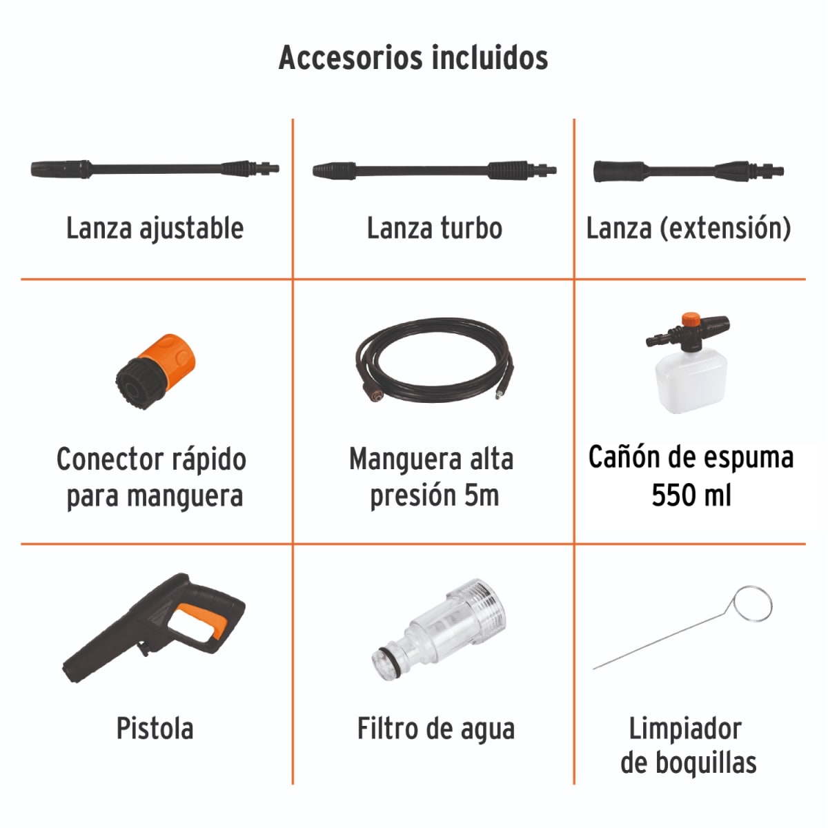 Hidrolavadora 1500 Psi Truper + Manguera 10m y Cepillo giratorio Total7