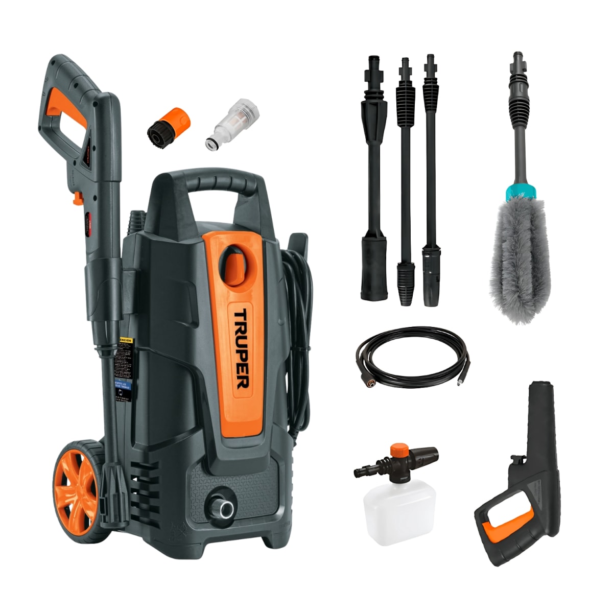 Combo Hidrolavadora 1500Psi +escobilla para lavar llantas Total1