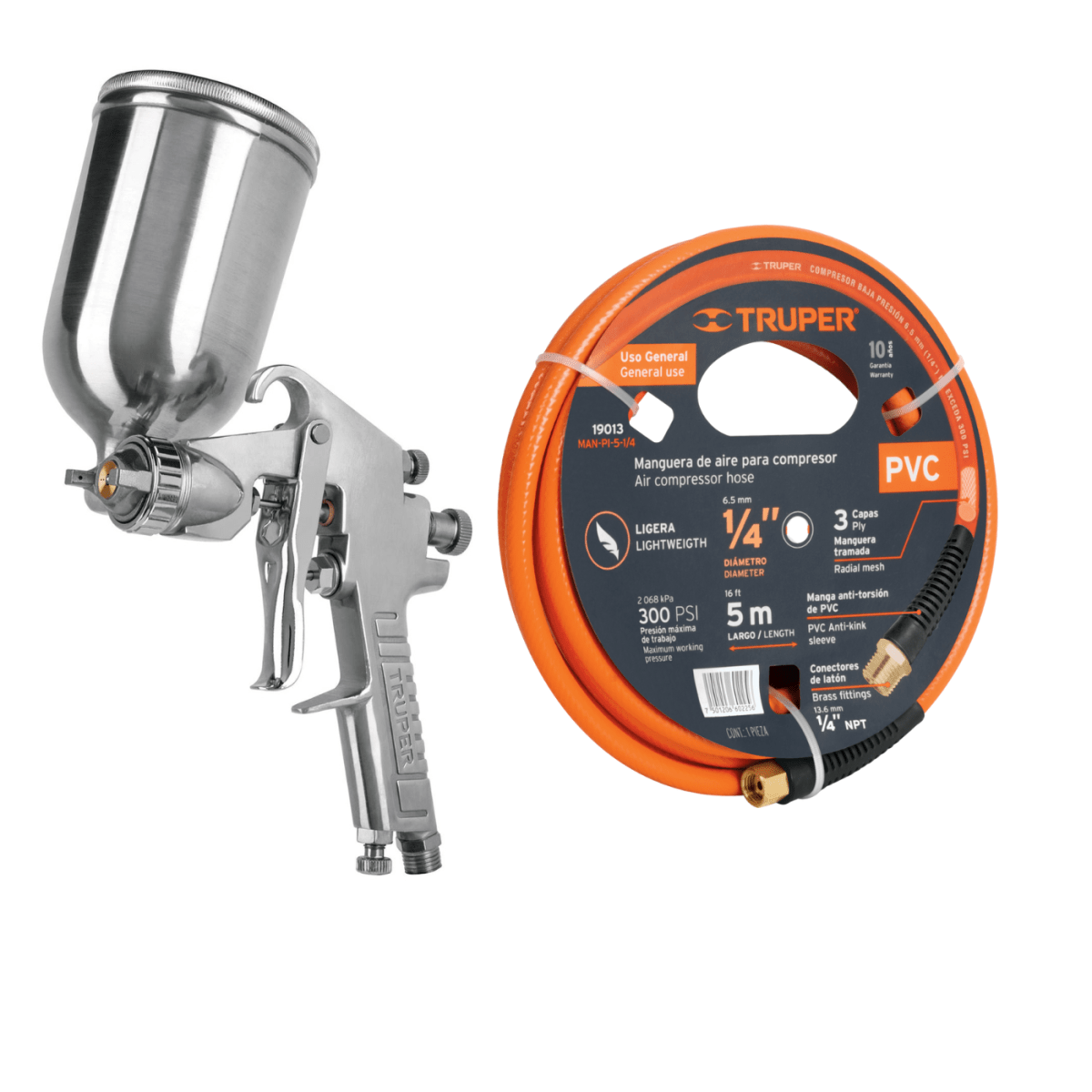 Combo Compresora 50 L  manguera 5m pistola para pintar y sopletear Truper8