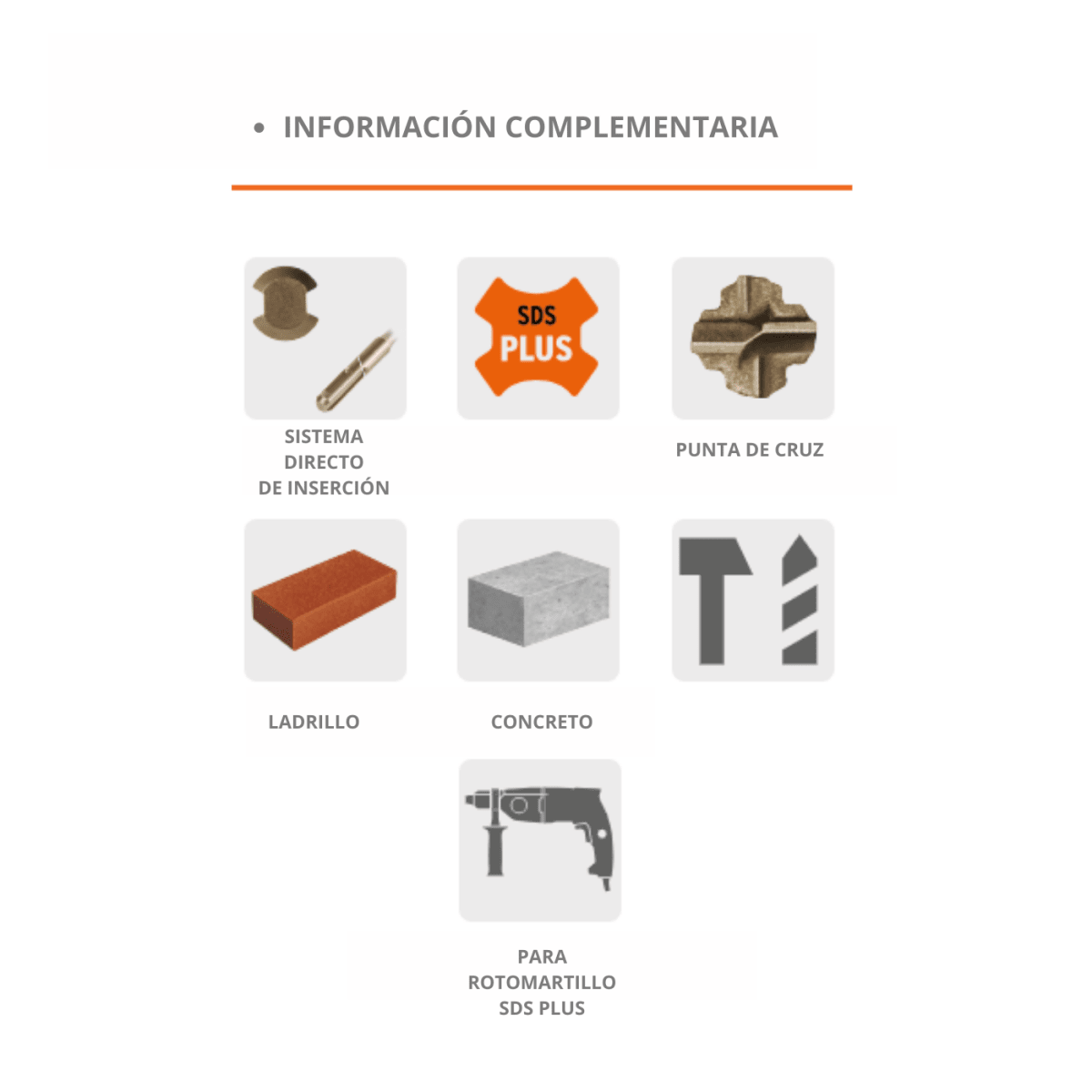 Juego de 5 brocas para concreto SDS plus Truper3