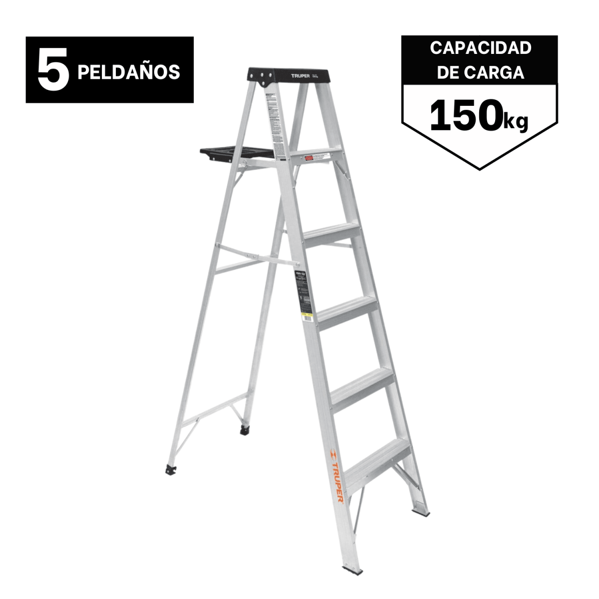 Escalera Tipo Tijera 5 Peldaños Soporta 150 Kg Truper1
