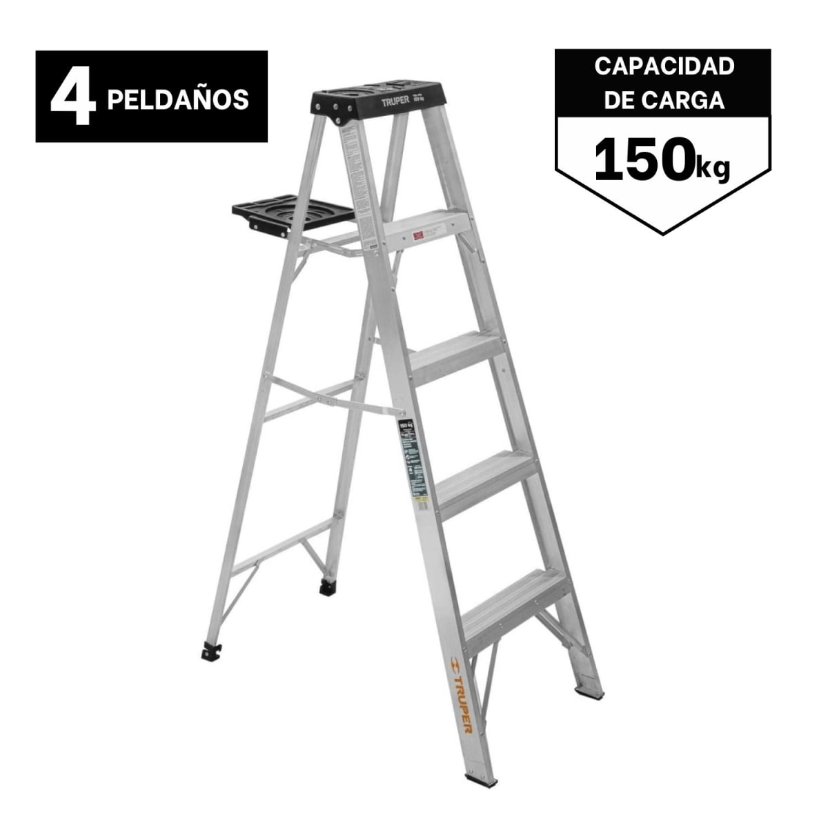 Escalera Tipo Tijera 4 Peldaños Soporta 150 Kg Truper1