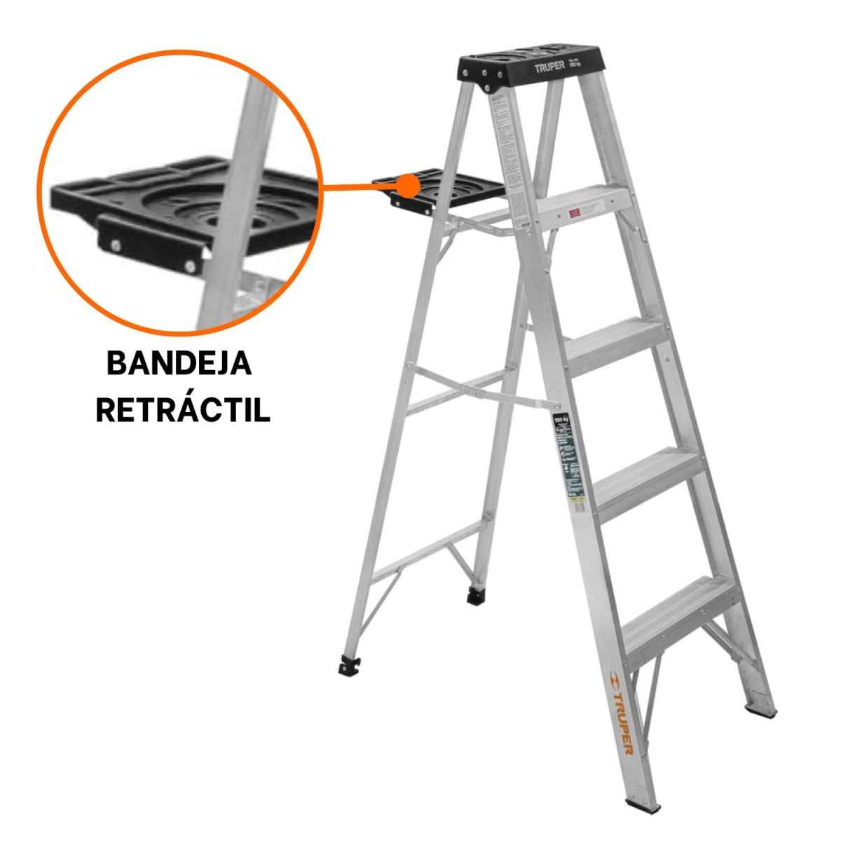 Escalera Tipo Tijera 4 Peldaños Soporta 150 Kg Truper4
