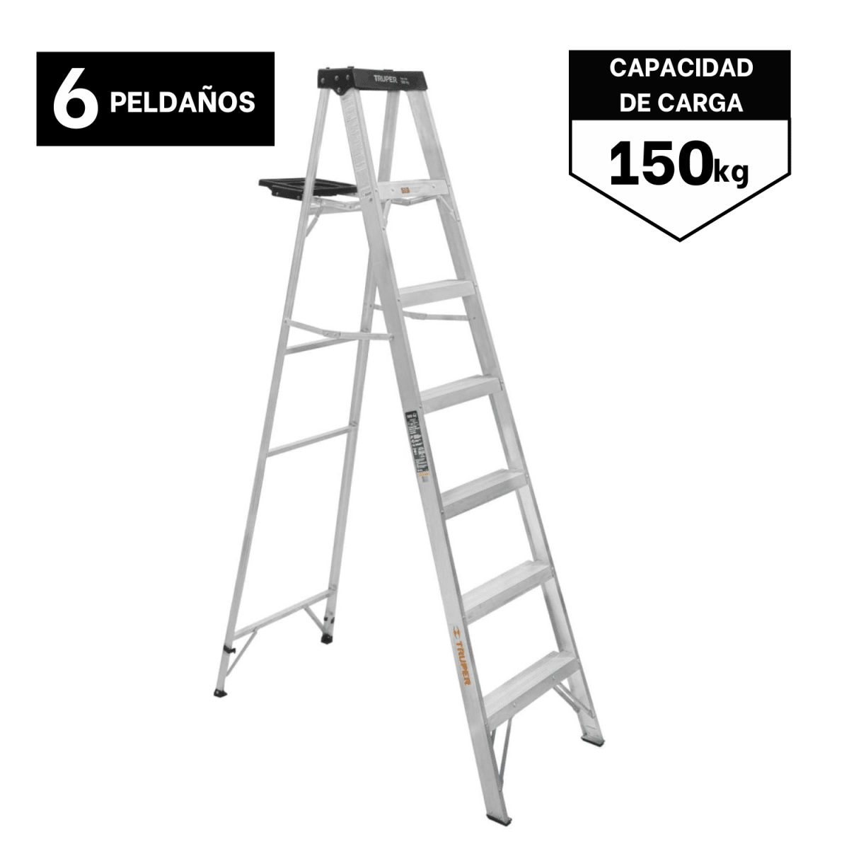 Escalera Tipo Tijera 6 Peldaños Soporta 150 Kg Truper1
