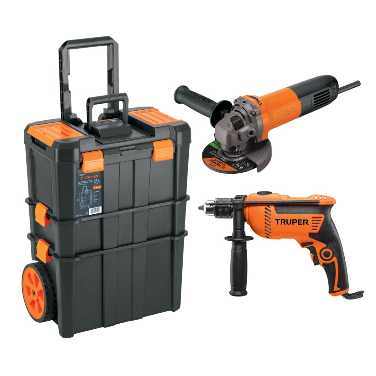 Caja para herramientas 3 en 1 con ruedas + Combo Taladro 1/2