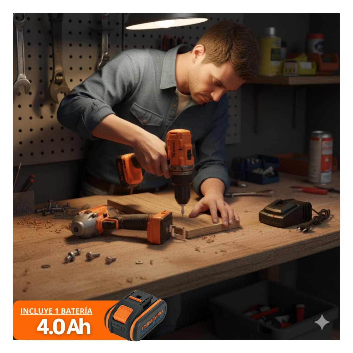 Taladro Percutor + Llave de impacto 20V + 1bat Truper3