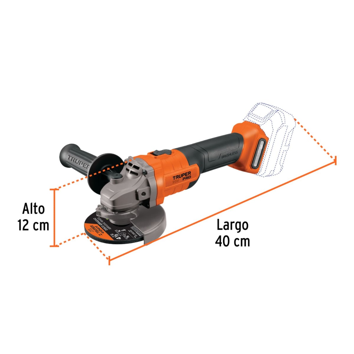 Amoladora 4 1/2 20V (Solo cabezal) Truper5