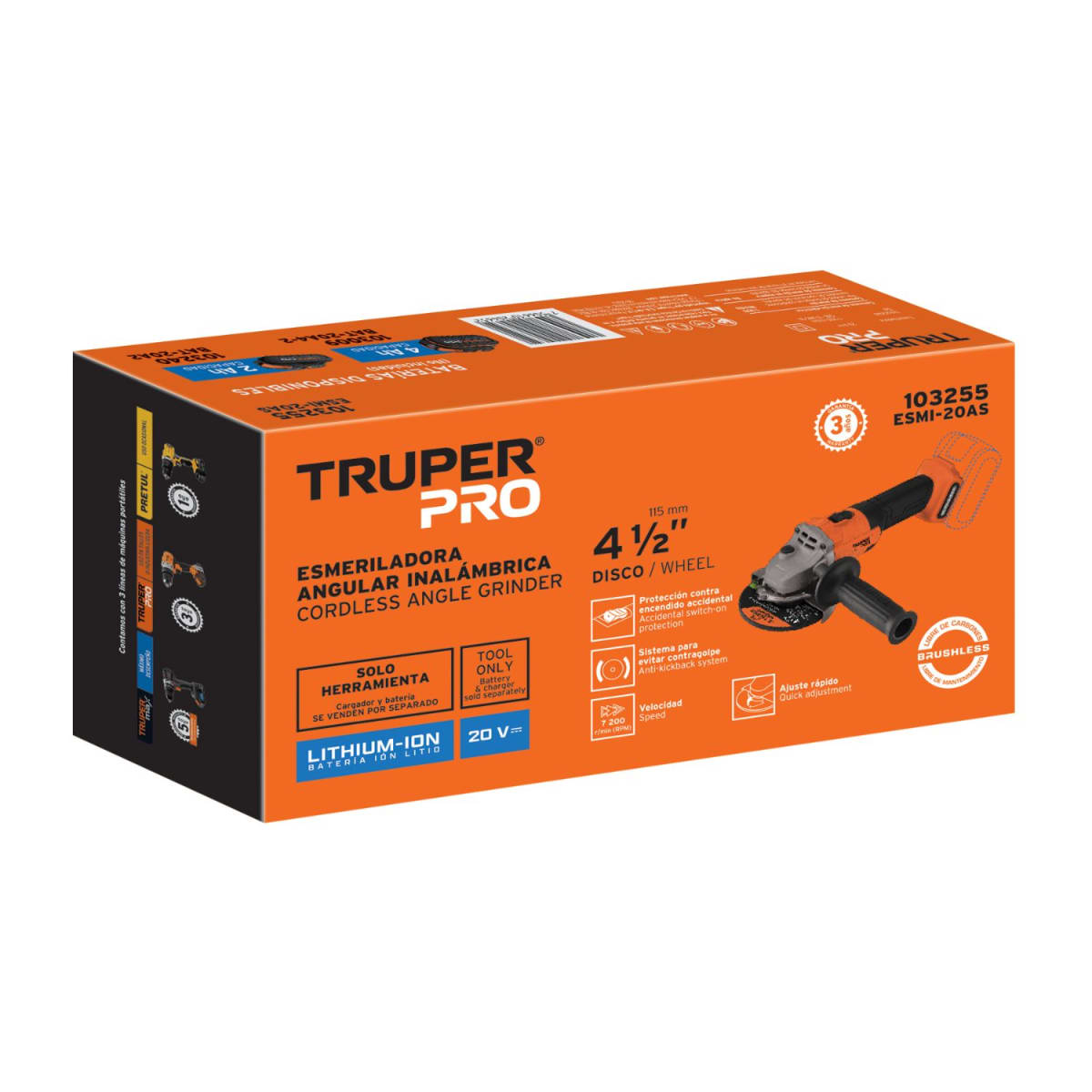 Amoladora 4 1/2 20V (Solo cabezal) Truper6