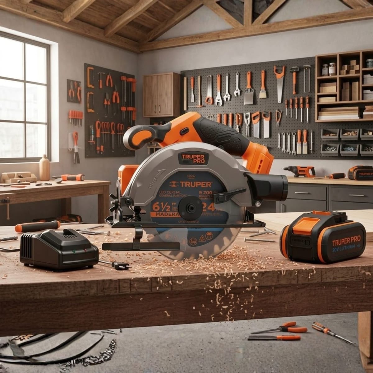 Sierra Circular 6 1/2 20V + 1 Bateria 4ah + Cargador Truper2