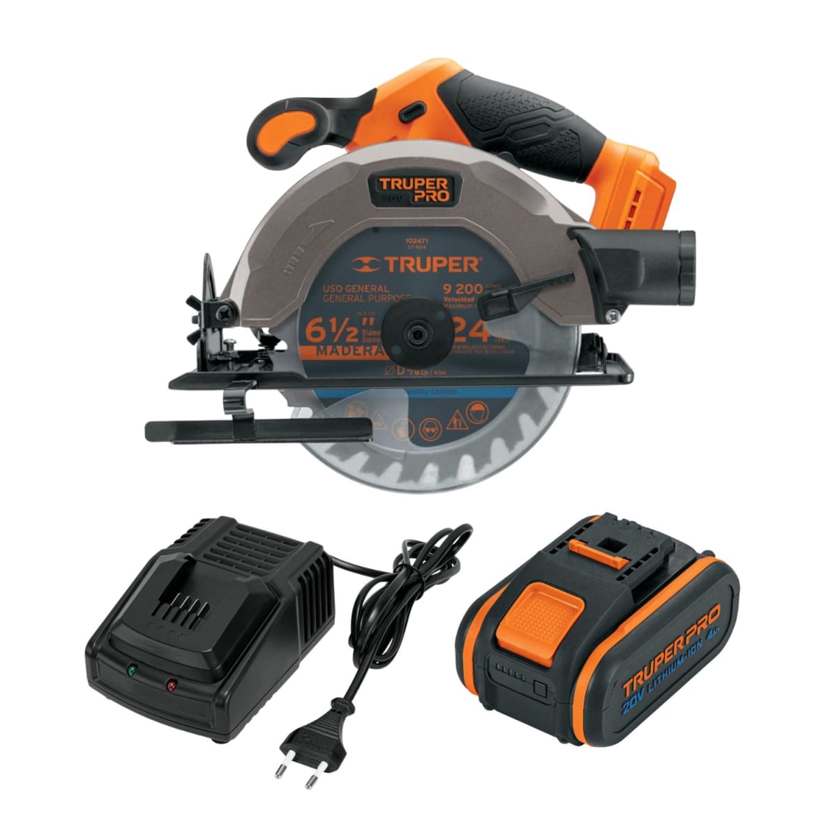 Sierra Circular 6 1/2 20V + 1 Bateria 4ah + Cargador Truper1