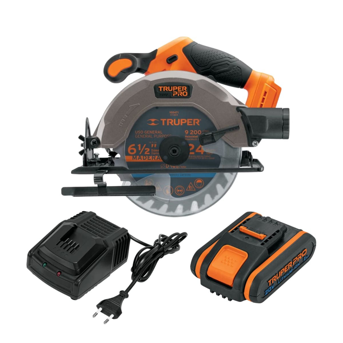 Sierra Circular 6 1/2 20V + 1 Bateria 2ah + Cargador Truper1