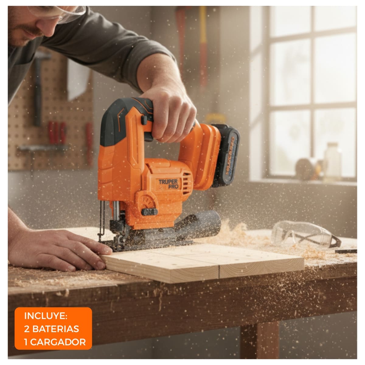 Sierra Caladora 20V + 2 Baterias 4Ah + Cargador Truper3