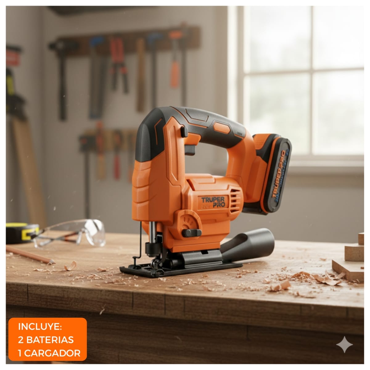 Sierra Caladora 20V + 2 Baterias 2Ah + Cargador Truper2