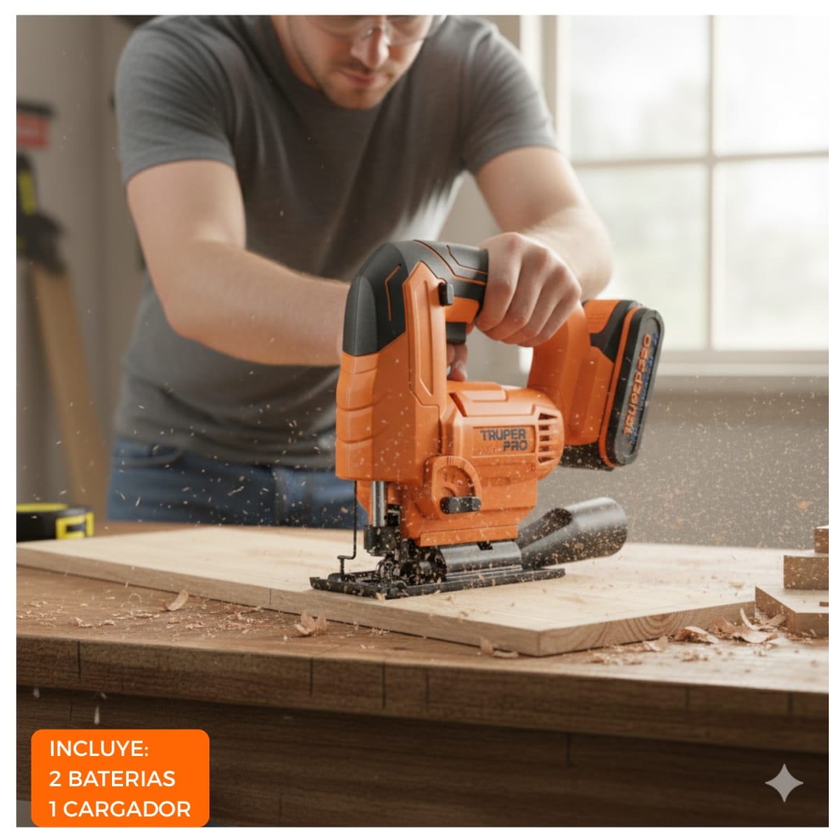 Sierra Caladora 20V + 2 Baterias 2Ah + Cargador Truper3