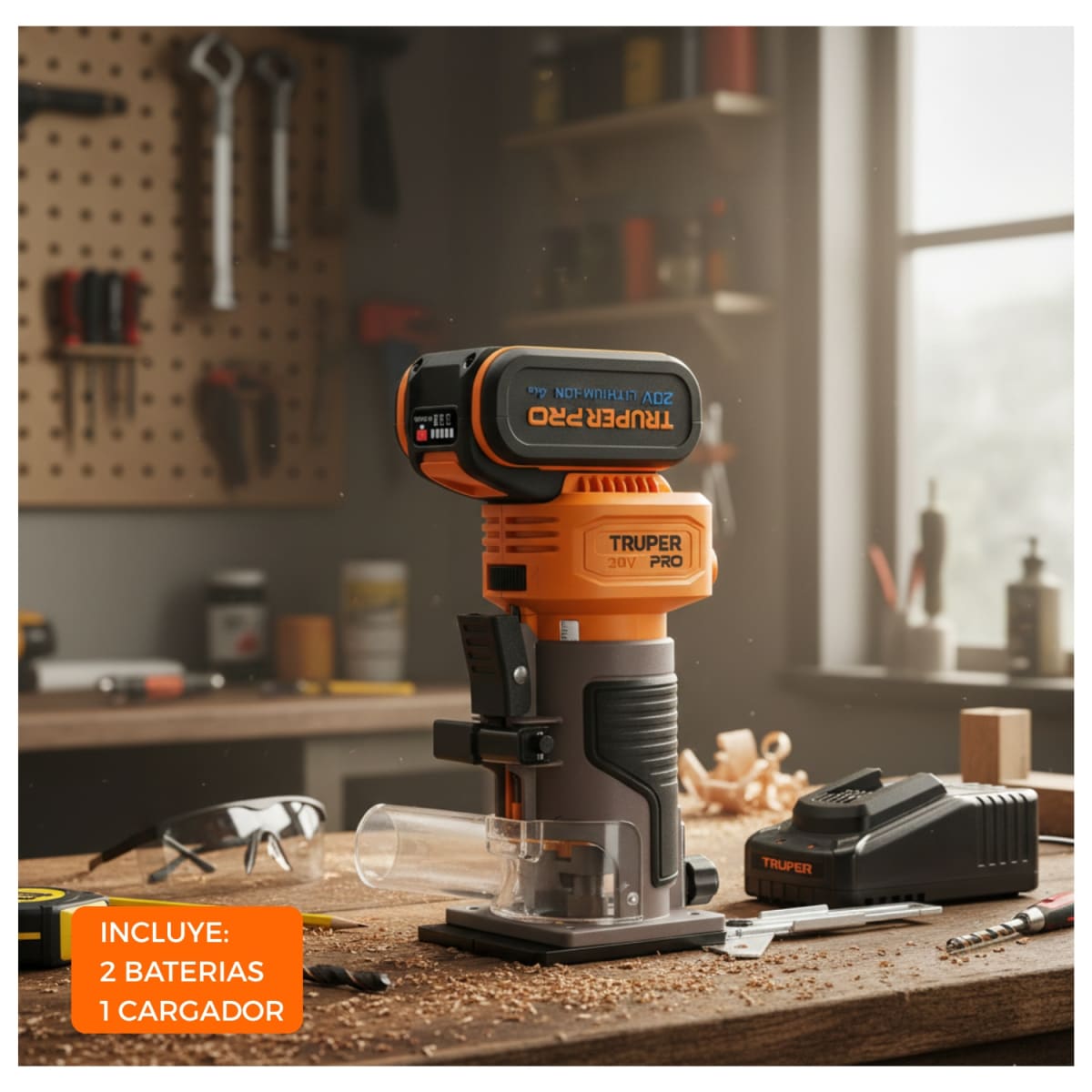 Ruteadora de palma + 2 Baterias 4ah + cargador Truper2