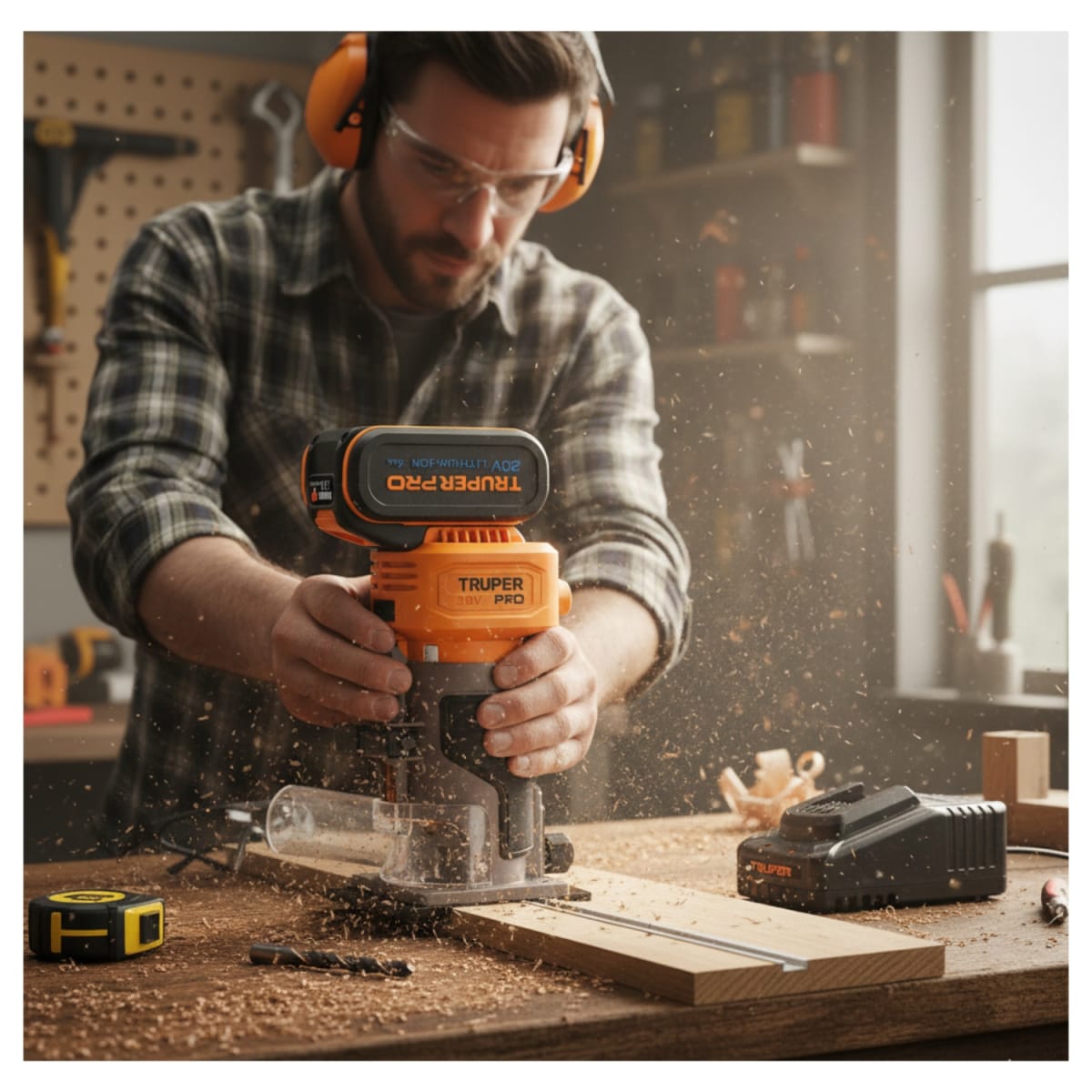 Ruteadora de palma + 1 Bateria 4ah + cargador Truper3