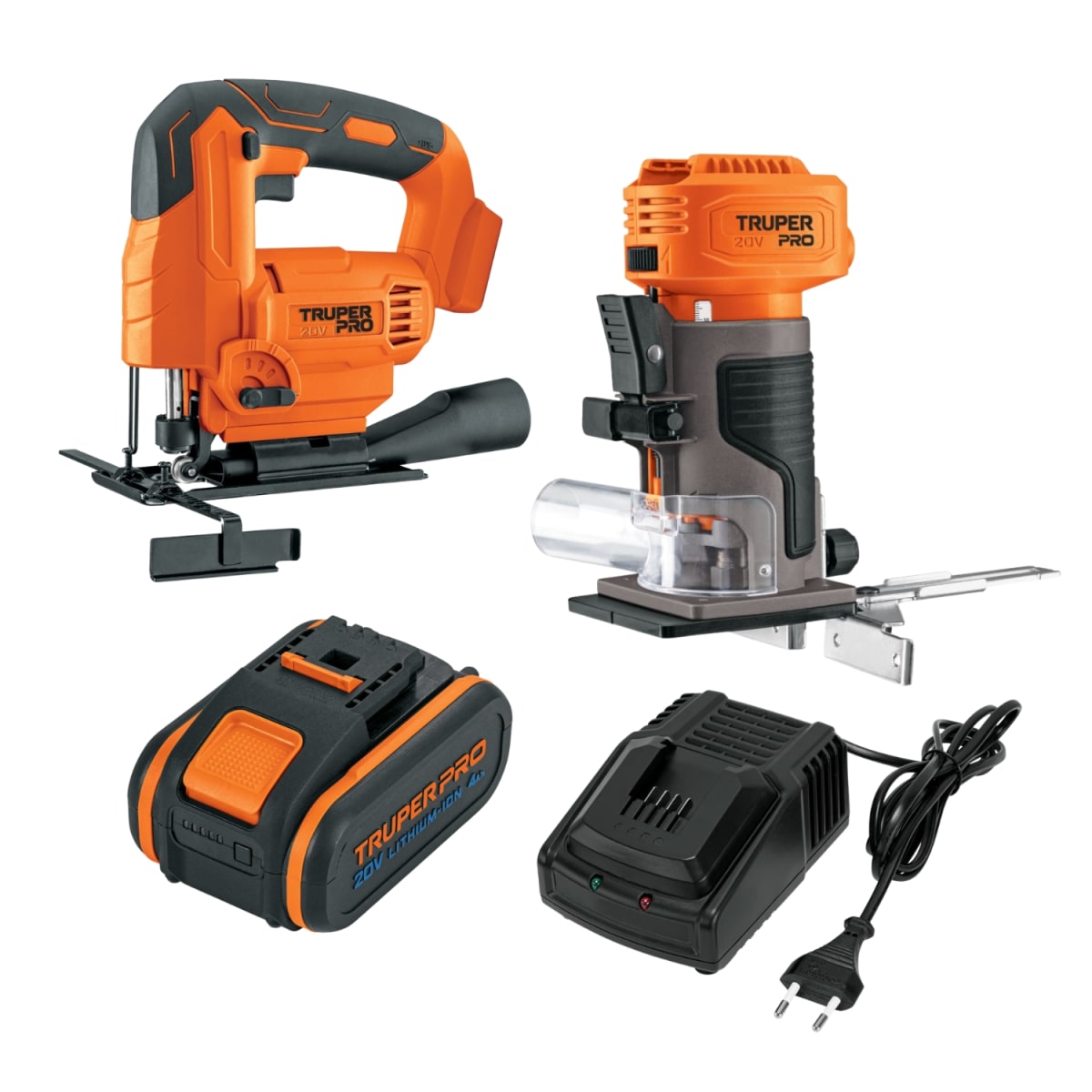 Ruteadora + Sierra Caladora 20V + 1bat 4ah + cargador Truper1