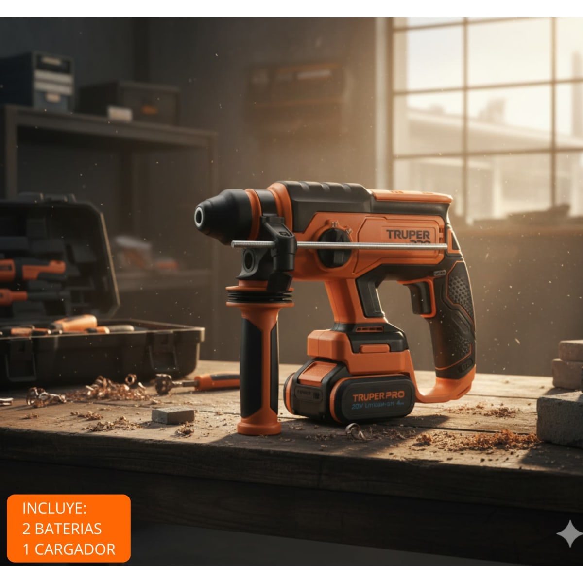 Rotomartillo SDS Plus 20V +2 Baterias 4 Ah+ Cargador Truper2