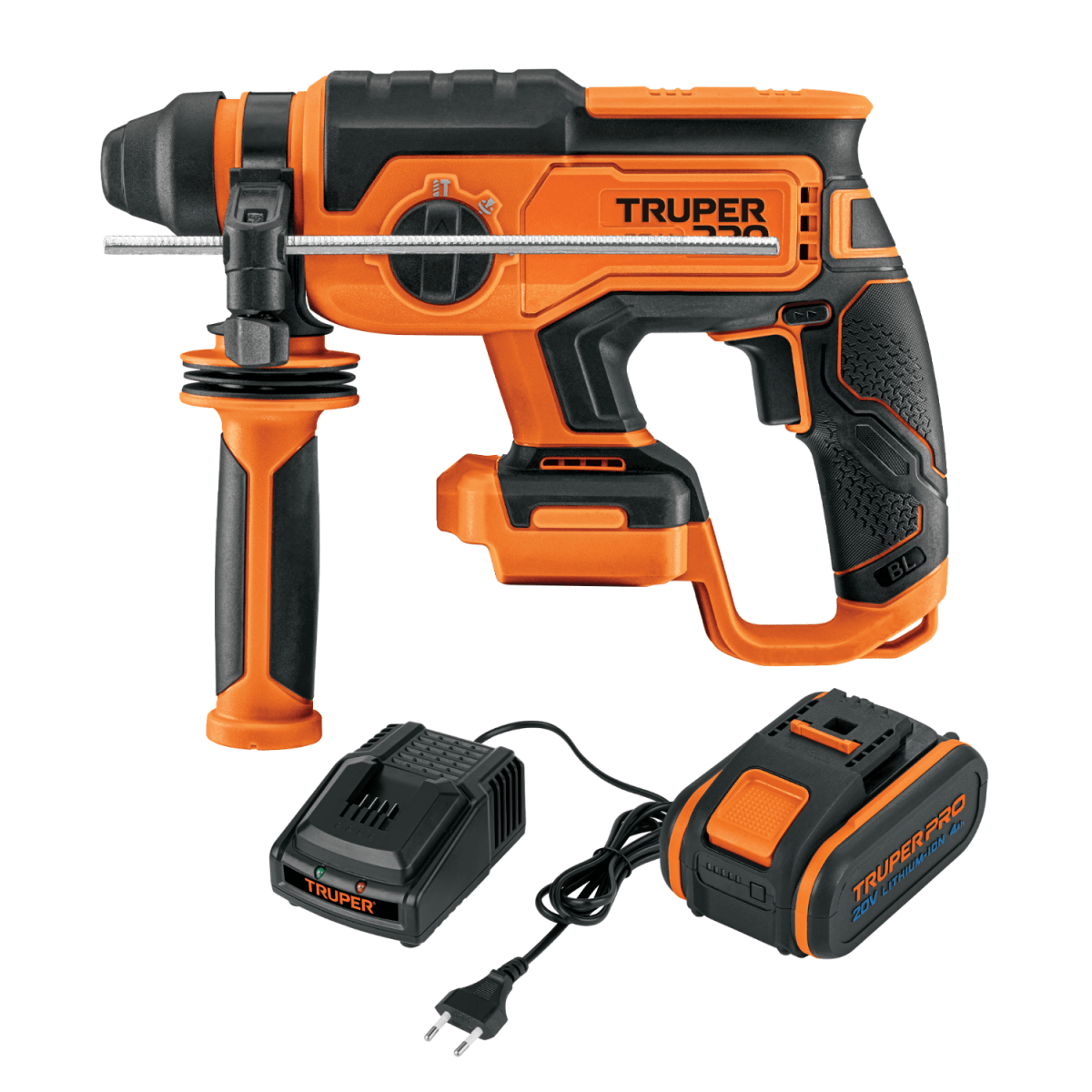 Rotomartillo SDS Plus 20V + 1 Bateria 4 Ah + Cargador Truper12