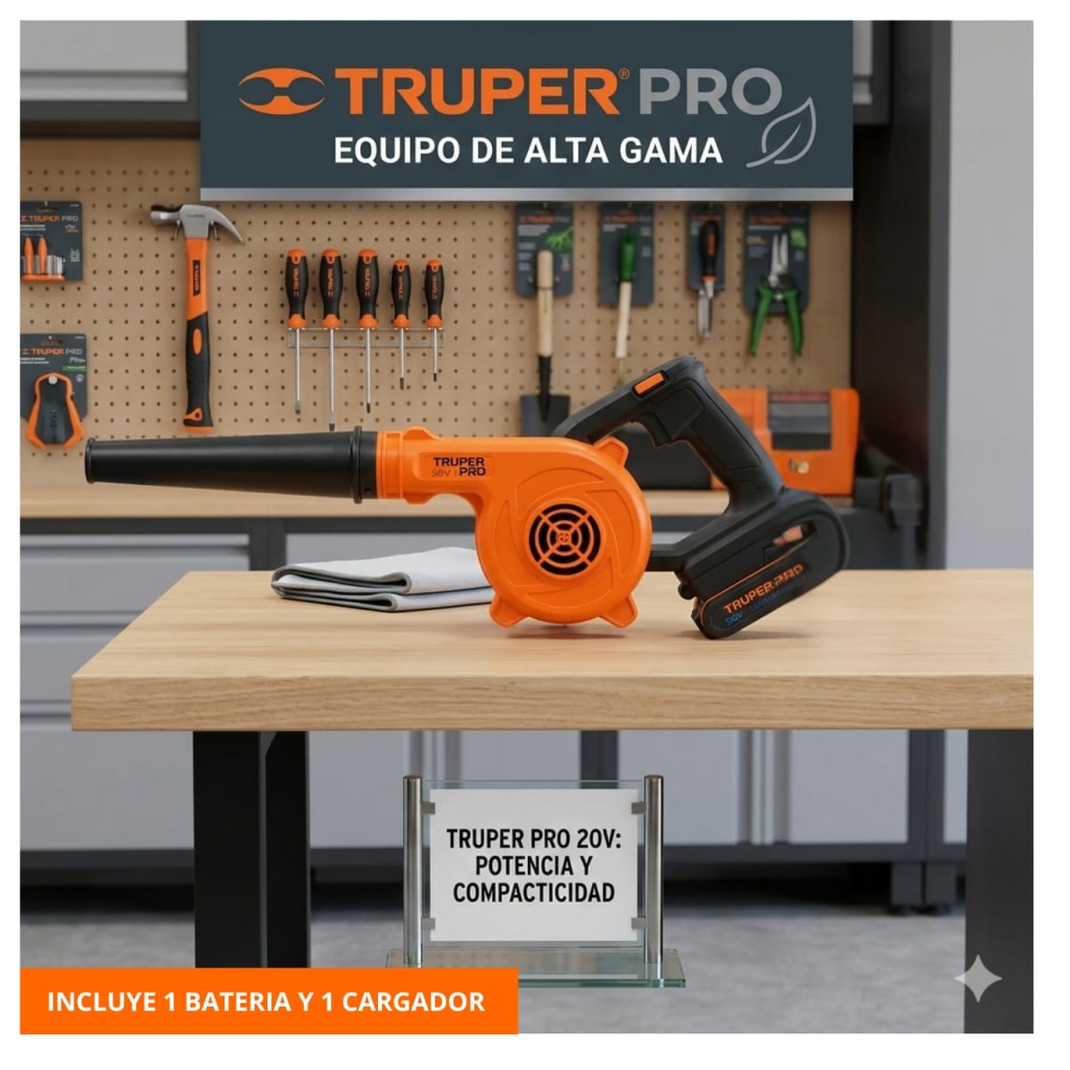 Sopladora Inalámbrica 20V + 1 Bateria 2ah + Cargador Truper2