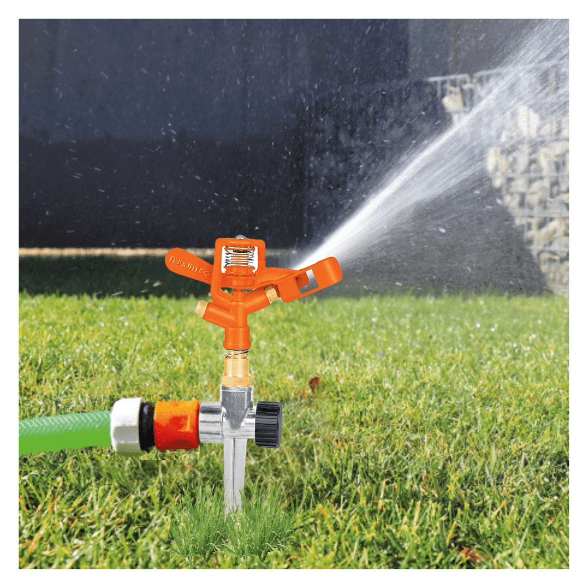 Aspersor metalico 2 vias estaca metalica 11